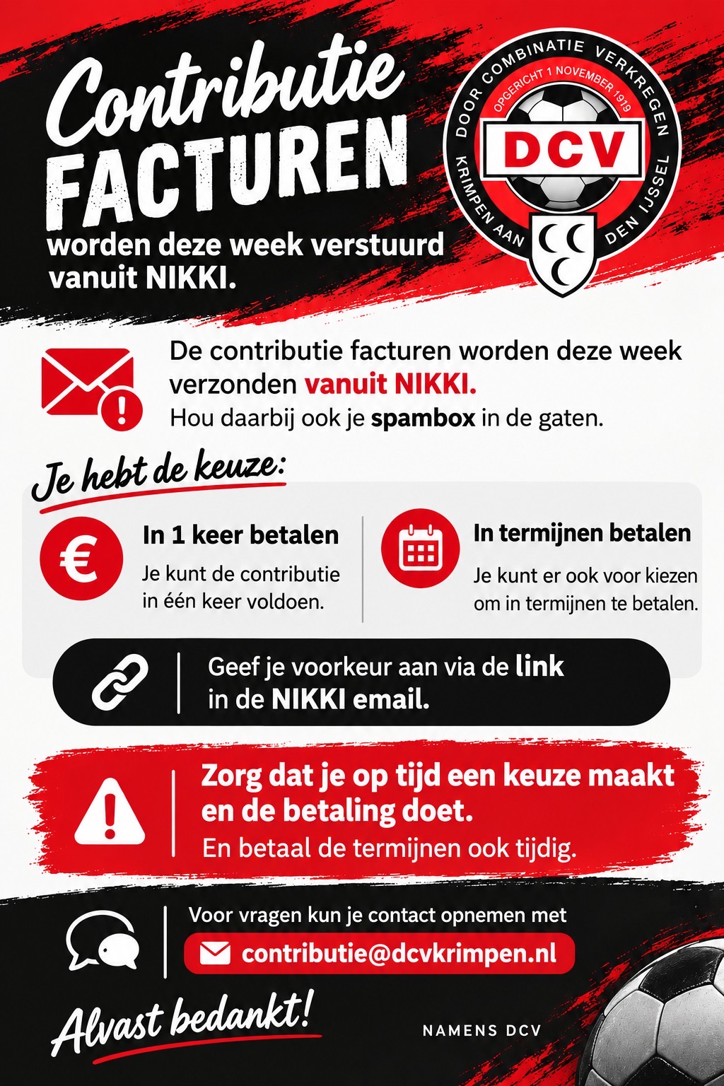 Contributiefactuur verstuurd via NIKKI