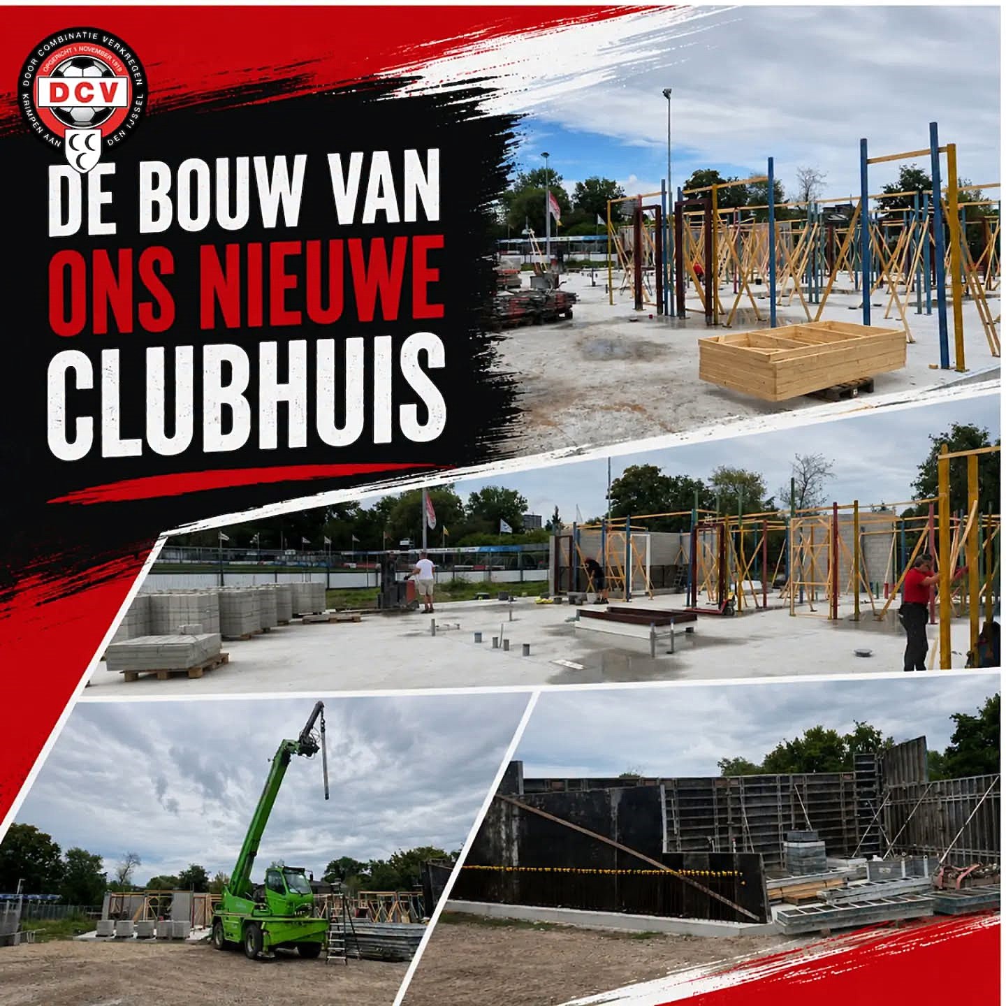 De bouw van ons nieuwe clubhuis gaat gestaag door.